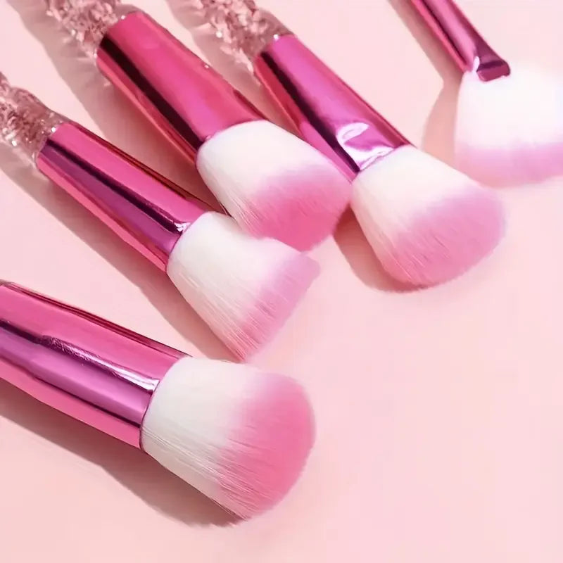 10pcs Elegant Crystal & Rose Golden Makeup Brush Set