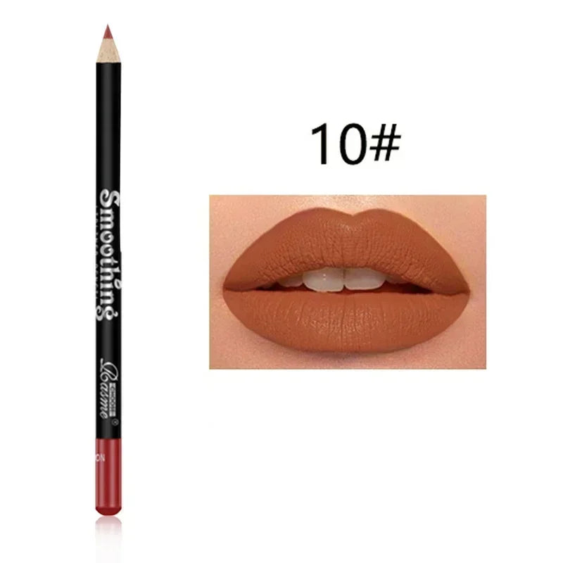 12 Color Matte Lipliner Pencil Plumping Stain Lipstick