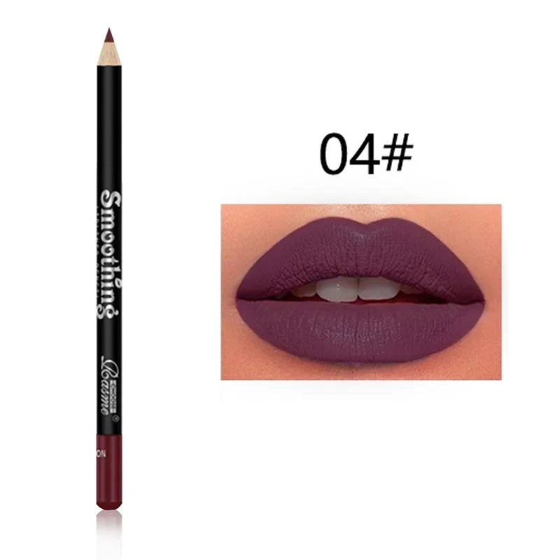 12 Color Matte Lipliner Pencil Plumping Stain Lipstick