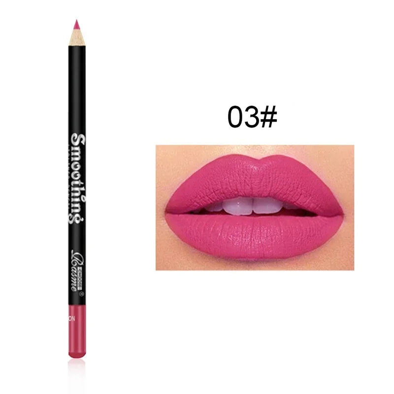 12 Color Matte Lipliner Pencil Plumping Stain Lipstick