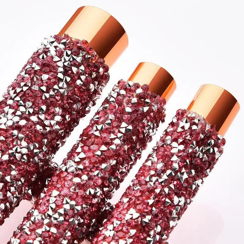 diamond studded makeup brushes set