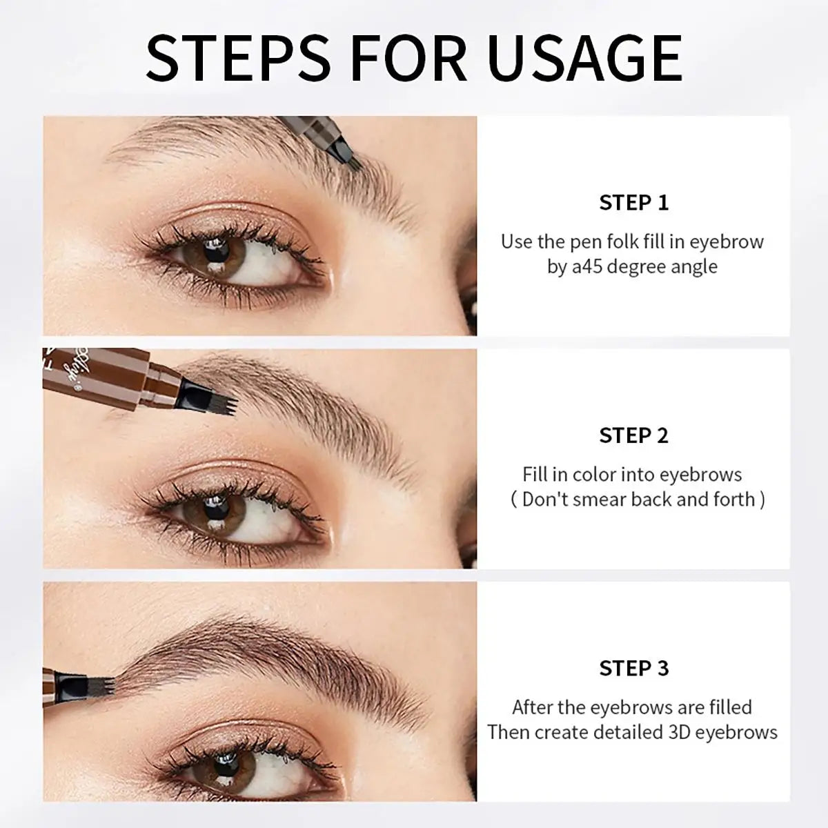 Waterproof Eyebrow Pencil, Quad Eyebrow Pencil (Natural Look)