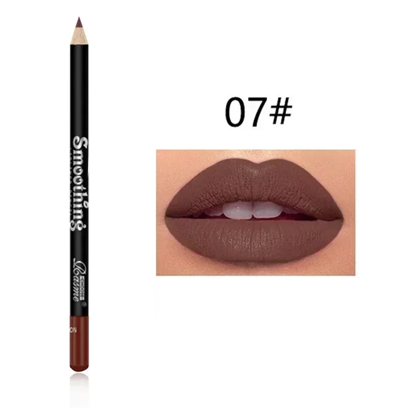 12 Color Matte Lipliner Pencil Plumping Stain Lipstick