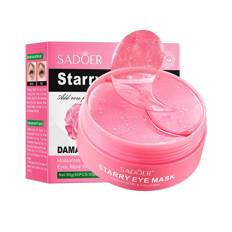 60pcs Rose Starry Collagen Eye Mask Anti Dark Circles !