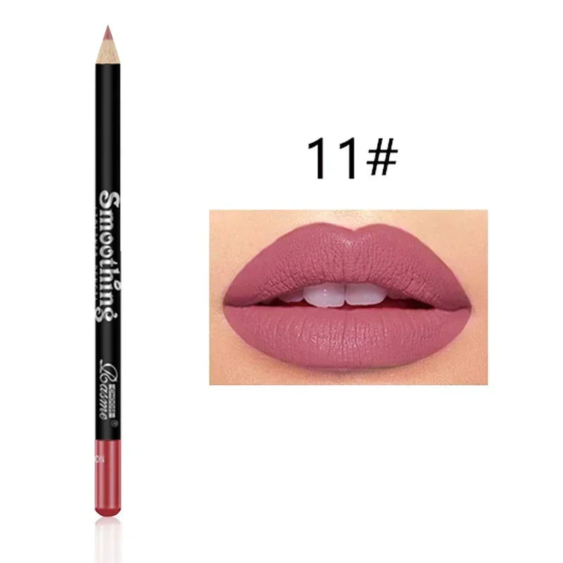 12 Color Matte Lipliner Pencil Plumping Stain Lipstick