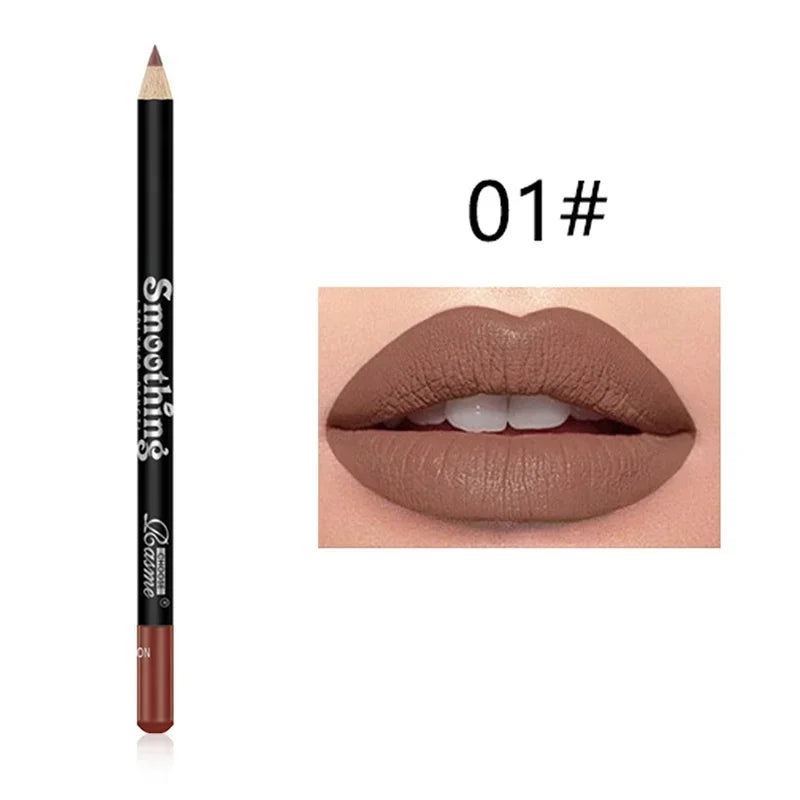 12 Color Matte Lipliner Pencil Plumping Stain Lipstick