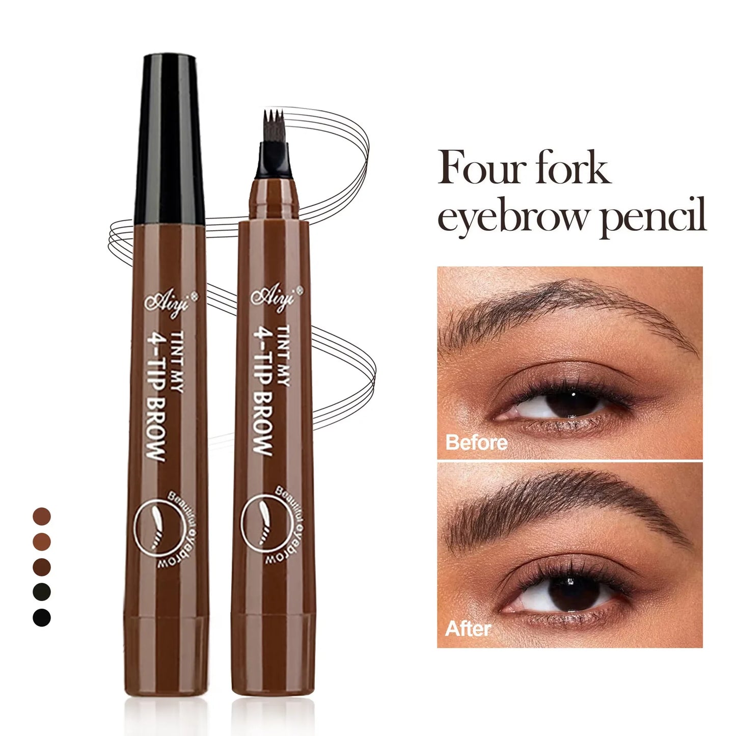 Waterproof Eyebrow Pencil, Quad Eyebrow Pencil (Natural Look)