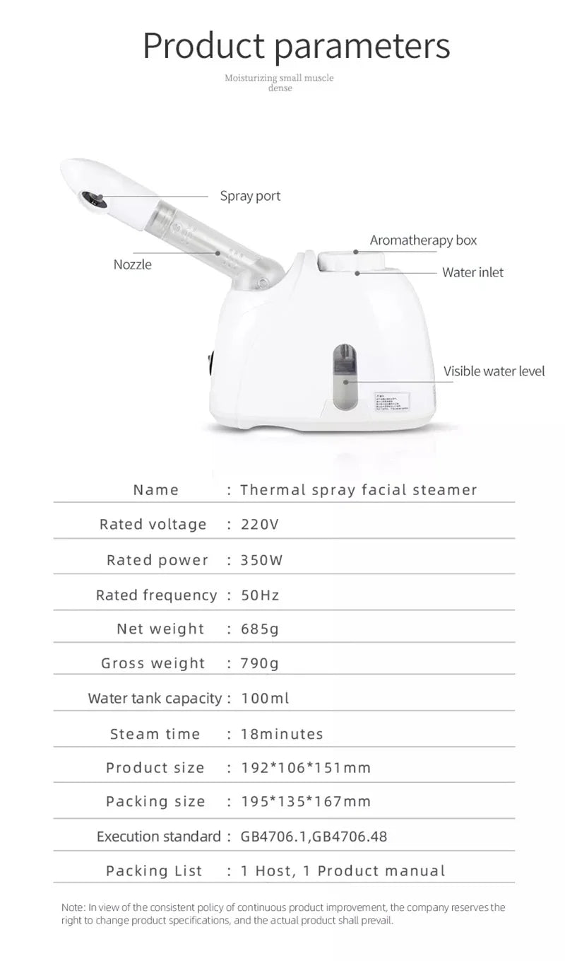 Ozone Facial Steamer Warm Mist Humidifier