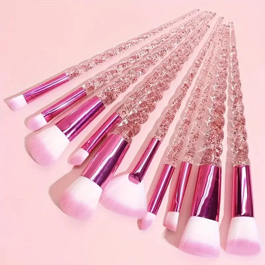 10pcs Elegant Crystal & Rose Golden Makeup Brush Set