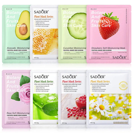 8pcs Natural Plant Face Mask, Hydrating daily hack!
