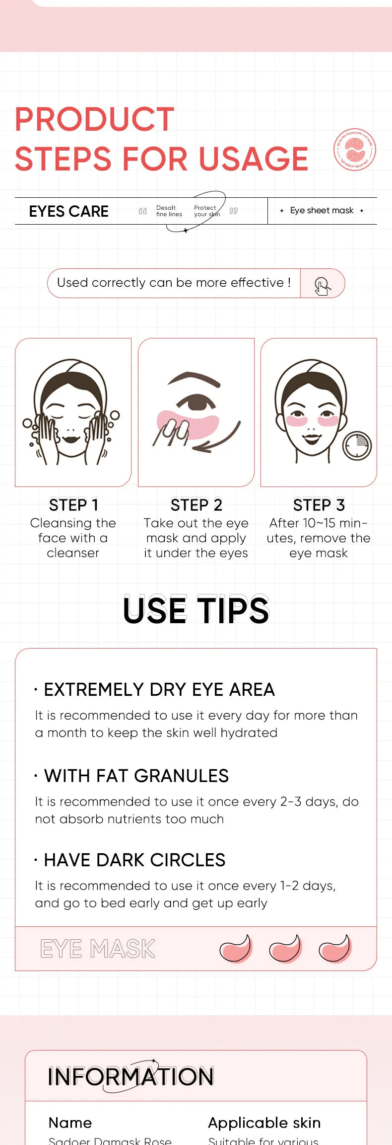 60pcs Rose Starry Collagen Eye Mask Anti Dark Circles !