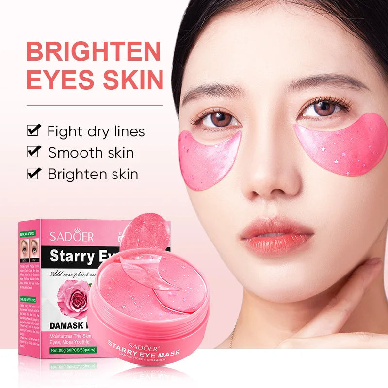 60pcs Rose Starry Collagen Eye Mask Anti Dark Circles !