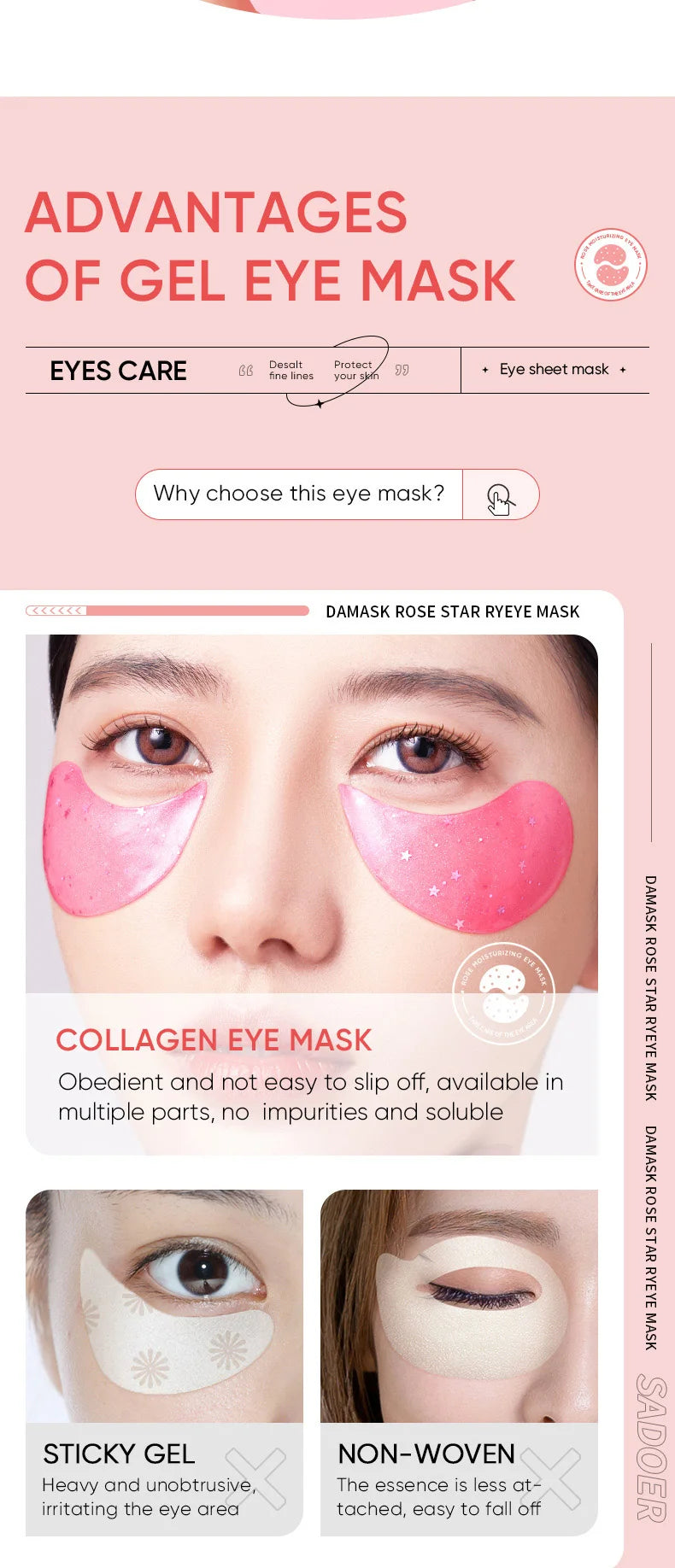 60pcs Rose Starry Collagen Eye Mask Anti Dark Circles !