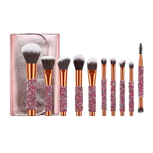 diamond studded makeup brushes set