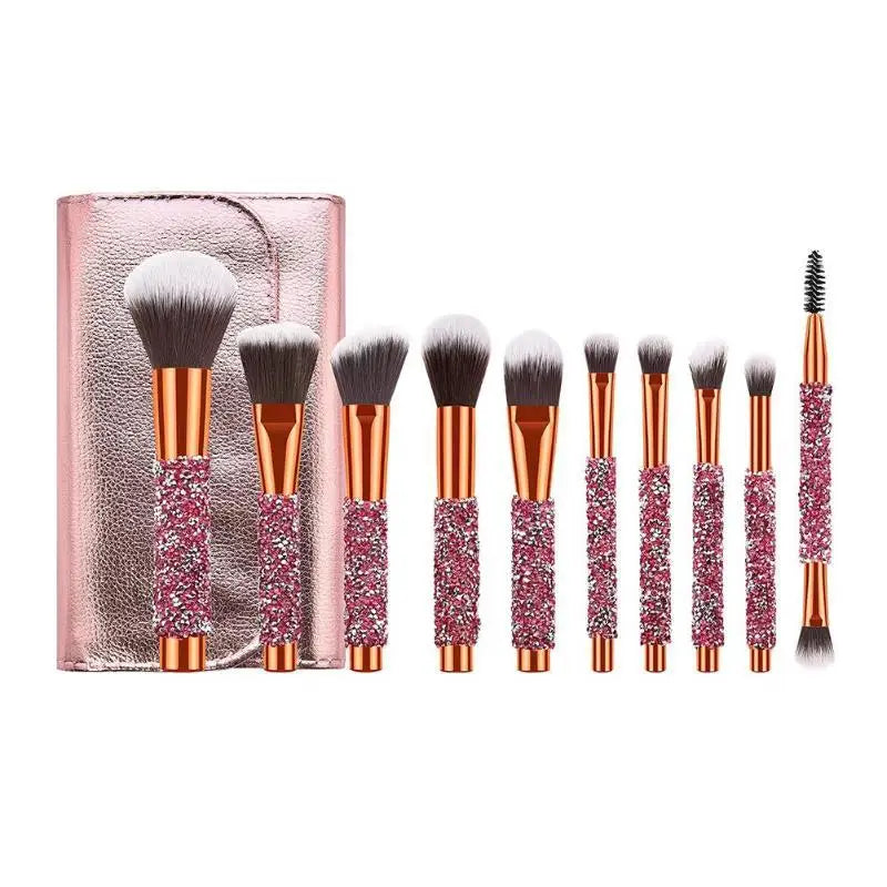diamond studded makeup brushes set