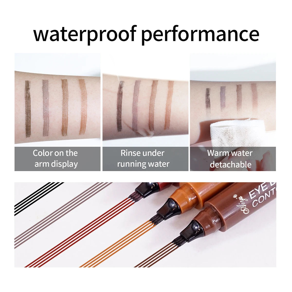 Waterproof Eyebrow Pencil, Quad Eyebrow Pencil (Natural Look)