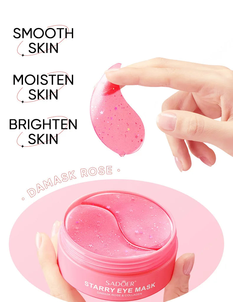 60pcs Rose Starry Collagen Eye Mask Anti Dark Circles !