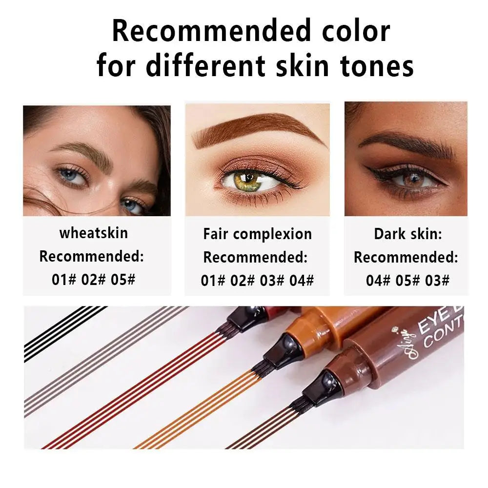 Waterproof Eyebrow Pencil, Quad Eyebrow Pencil (Natural Look)