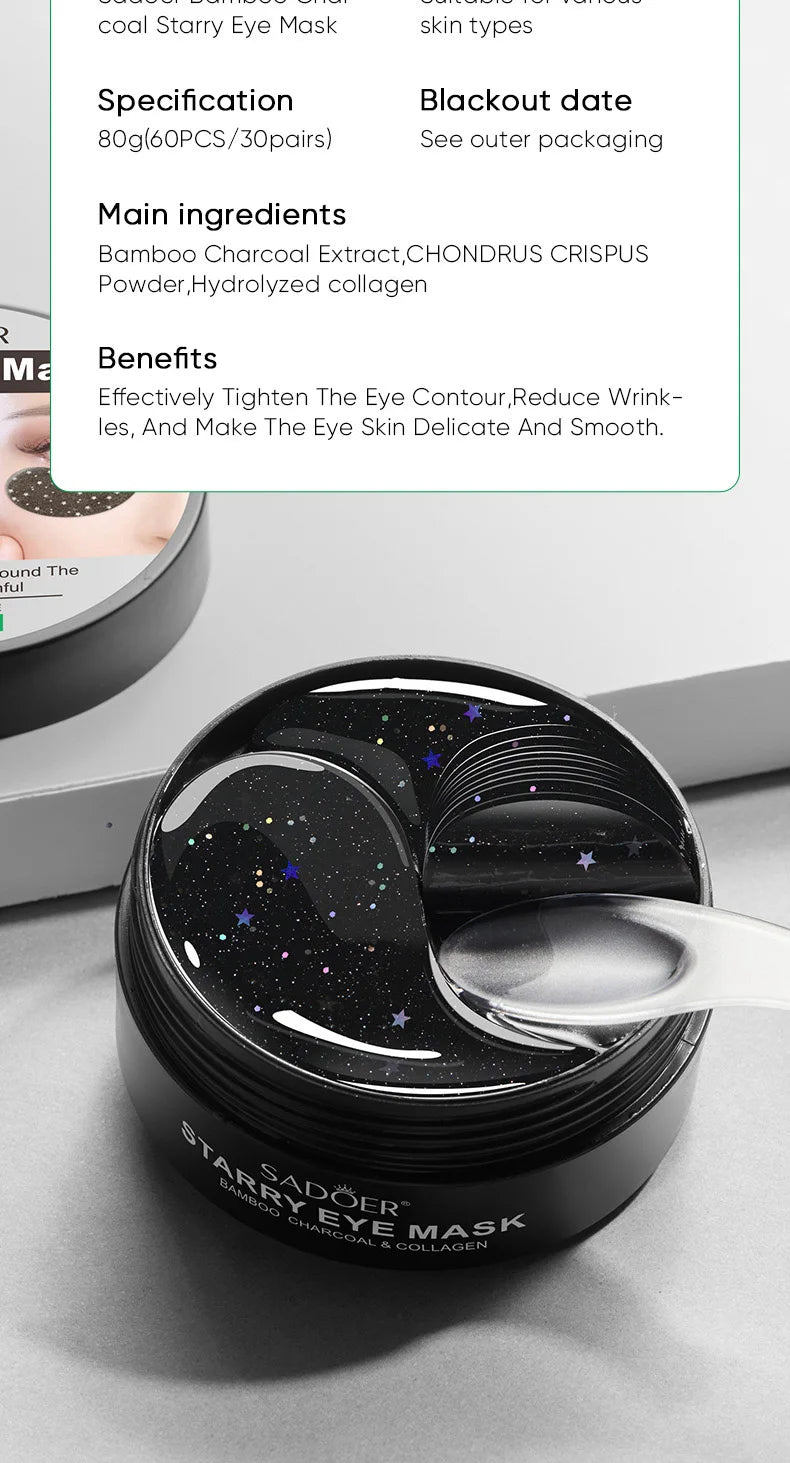 60pcs Rose Starry Collagen Eye Mask Anti Dark Circles !