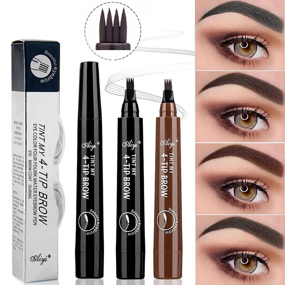 Waterproof Eyebrow Pencil, Quad Eyebrow Pencil (Natural Look)