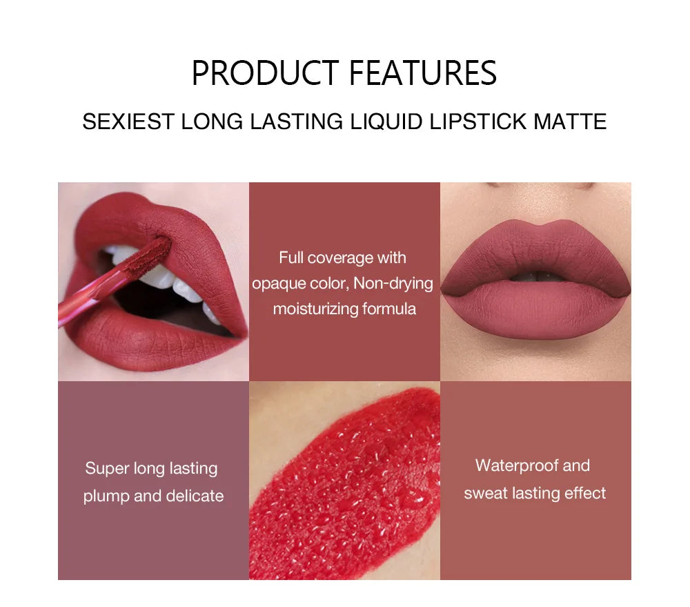 Matte Velvet Liquid Lipstick Waterproof Long-lasting Baddie
